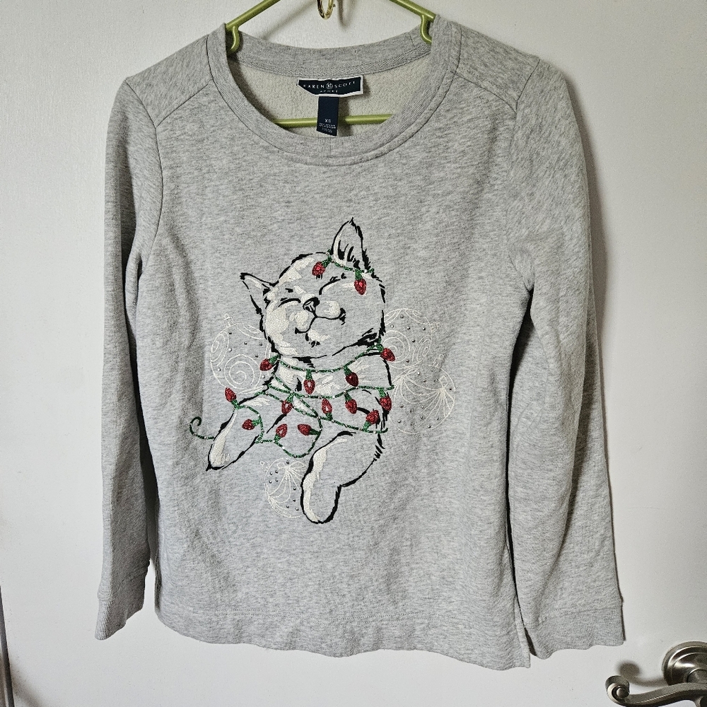 Christmas Kitty/cat With Lights Sweater
